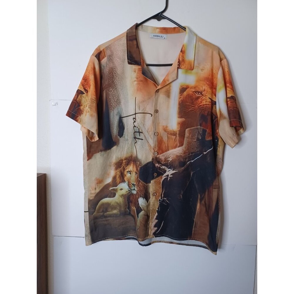 Faith Short Sleeve Hawaiian Med. Shirt Hawaii Summer Beach Shirt For Men / Women